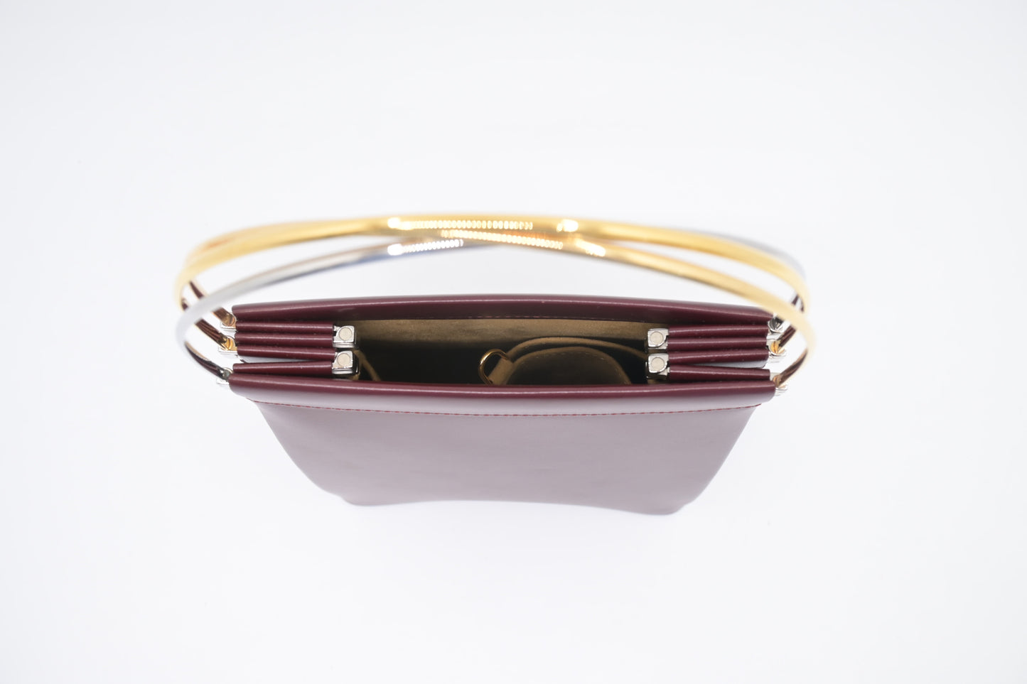 Cartier Folding Handbag in Burgundy Leather