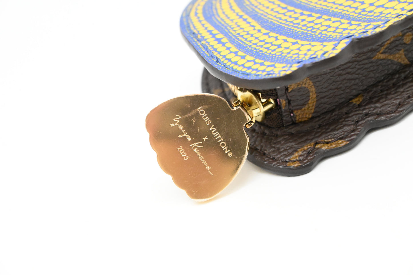Louis Vuitton x Yayoi Kusama Pumpkin Key Case in Blue and Yellow Canvas