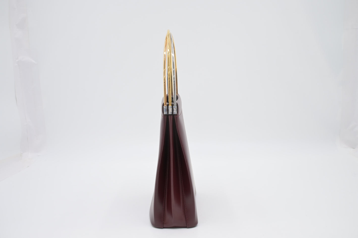 Cartier Folding Handbag in Burgundy Leather