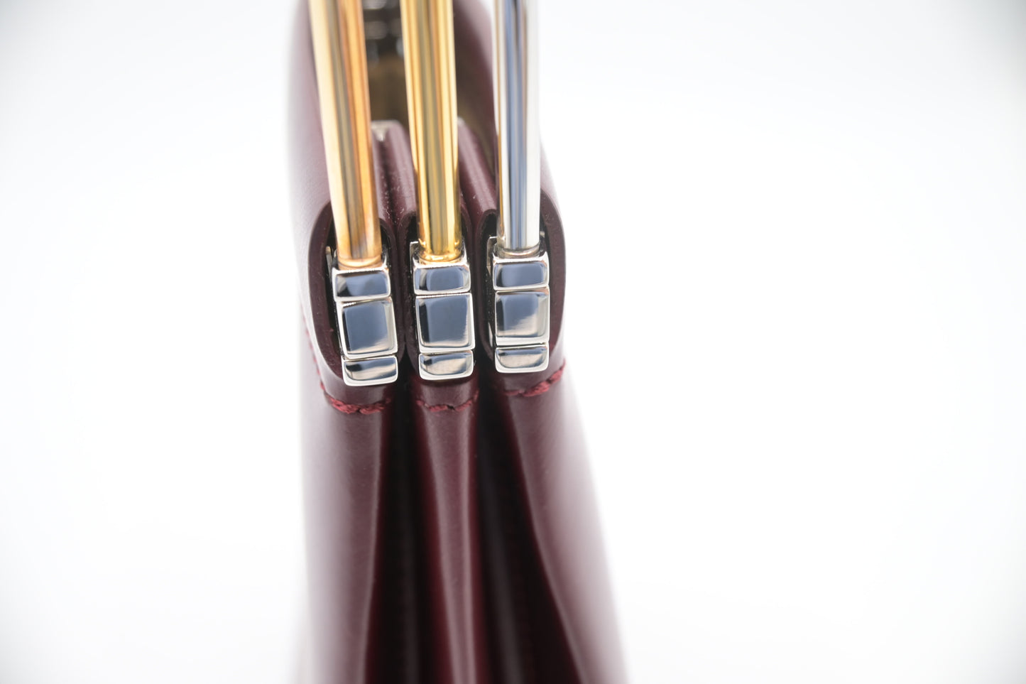 Cartier Folding Handbag in Burgundy Leather