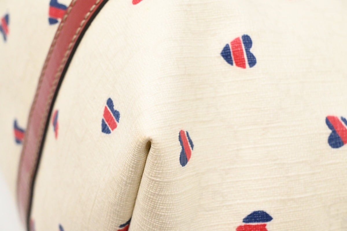 Gucci Joy Tote in White GG Supreme Hearts Canvas