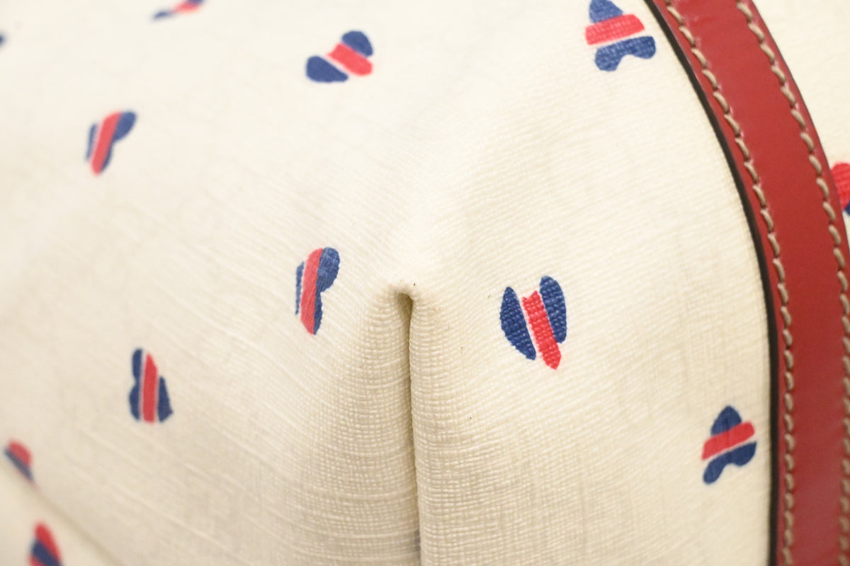 Gucci Joy Tote in White GG Supreme Hearts Canvas