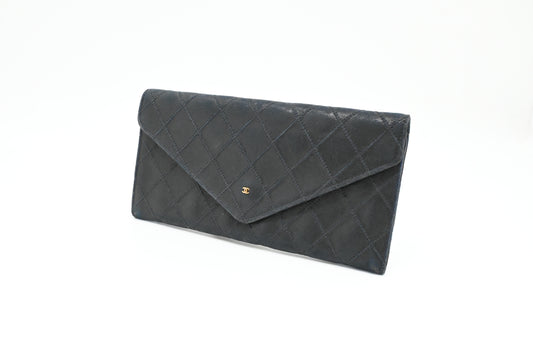 Chanel Long Wallet in Black Leather