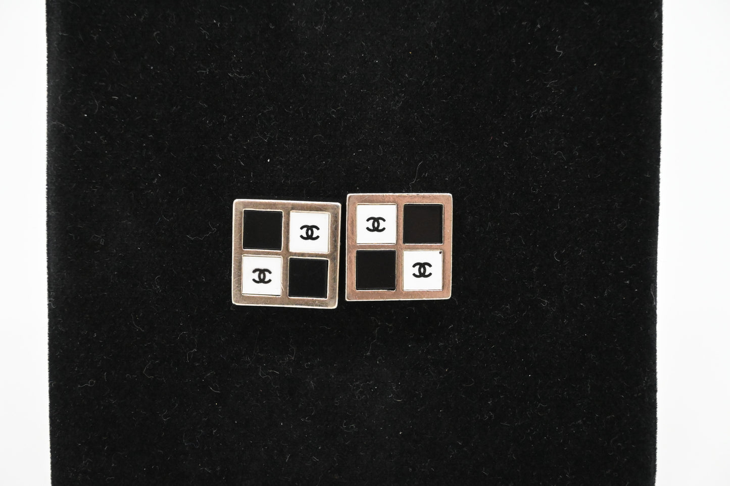 Chanel Black and White Stud Earrings