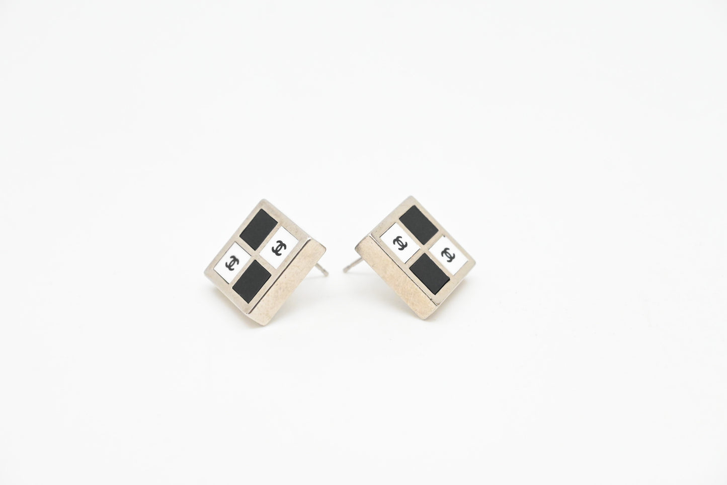 Chanel Black and White Stud Earrings