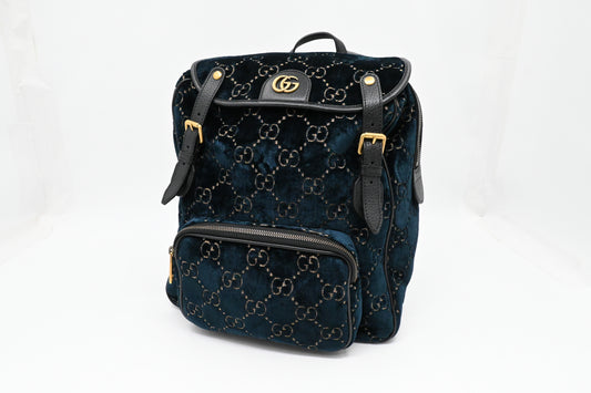Gucci Backpack in GG Blue Velvet
