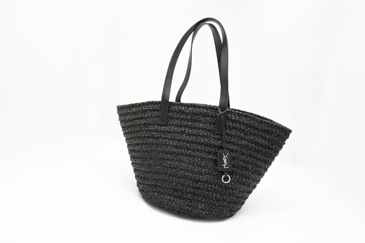 YSL Saint Laurent Tote Bag in Black Raffia