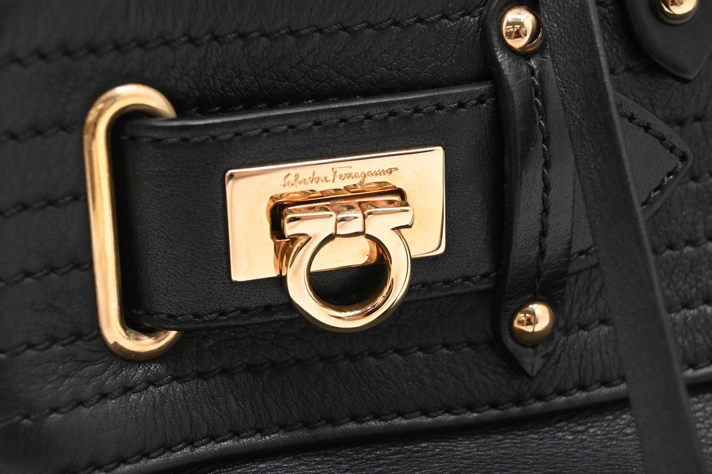 Ferragamo 2way Bag in Black Leather