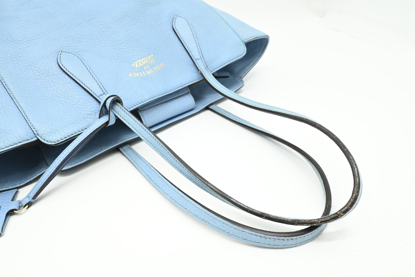 Gucci Swing Tote in Light Blue Leather