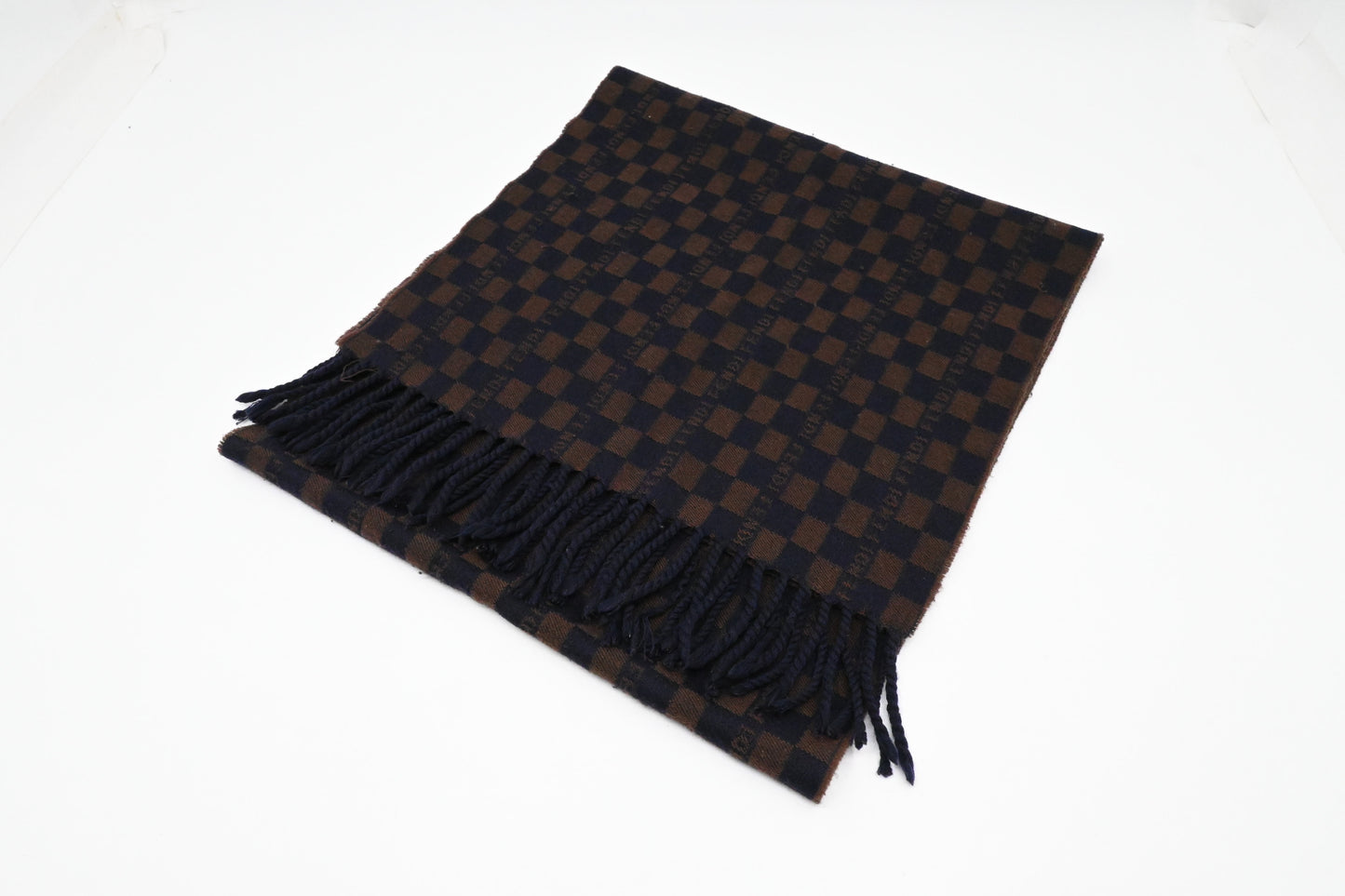Fendi Scarf in Brown and Navy Wool