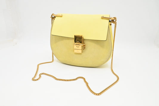 Chloe Drew Crossbody in Yellow Leather and Suede