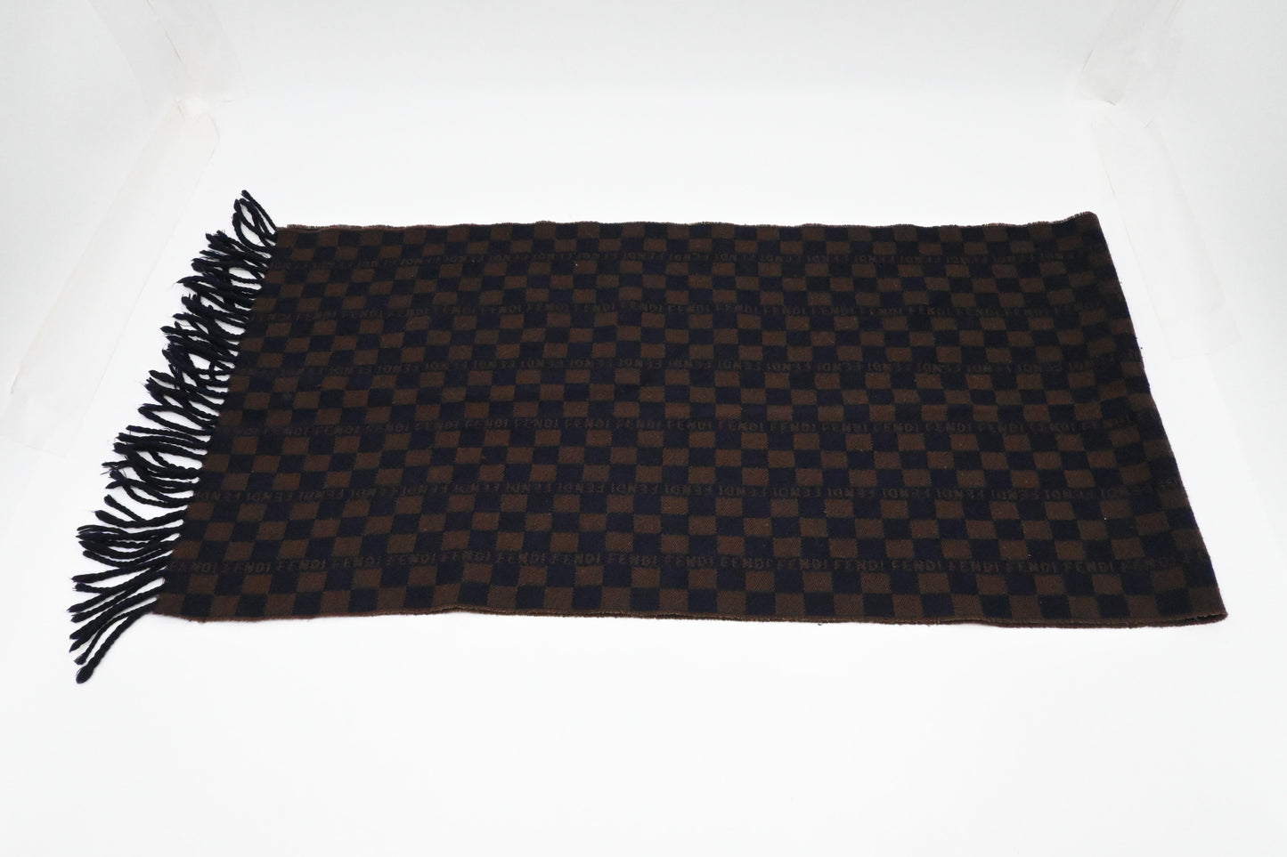 Fendi Scarf in Brown and Navy Wool