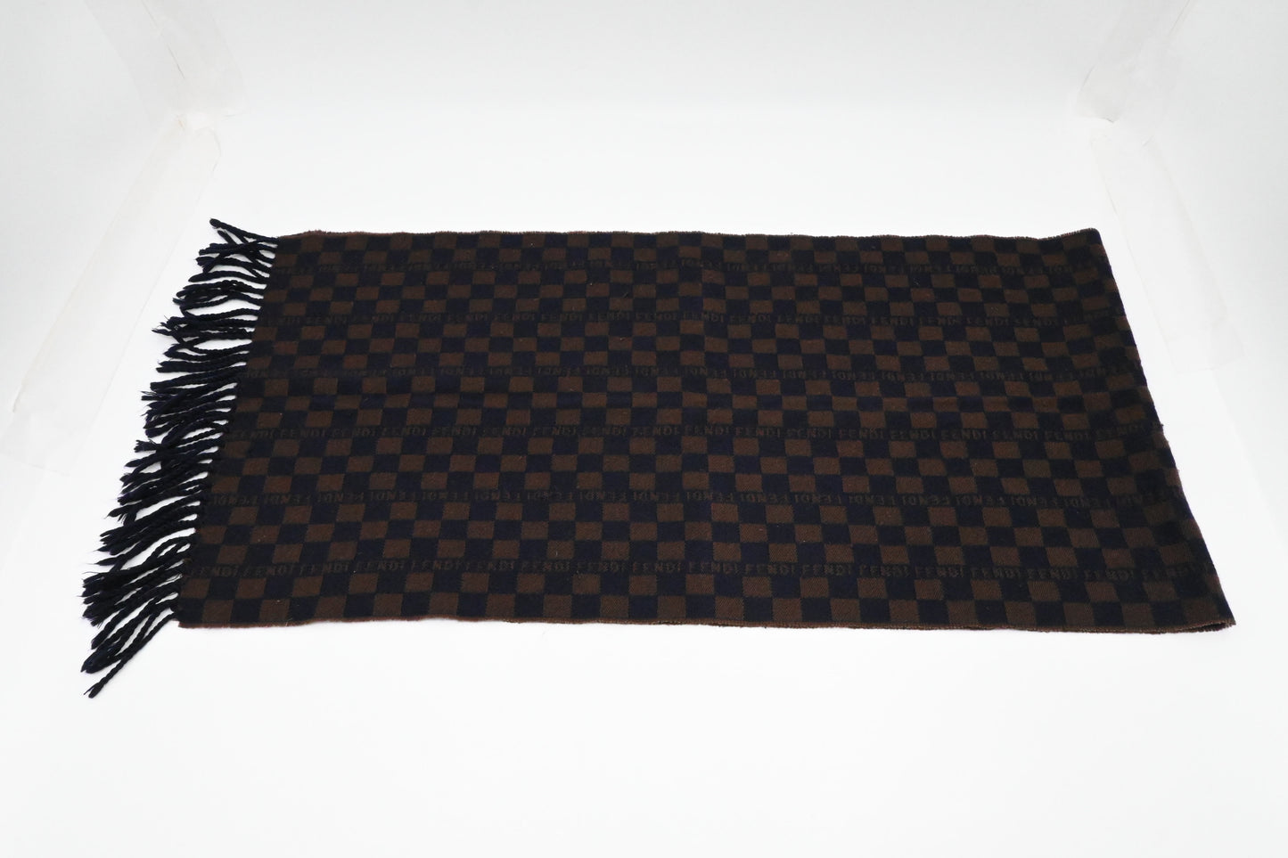 Fendi Scarf in Brown and Navy Wool