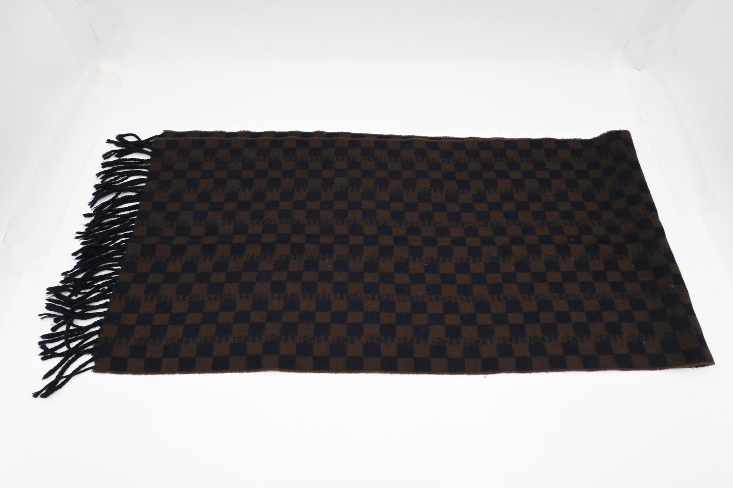 Fendi Scarf in Brown and Navy Wool