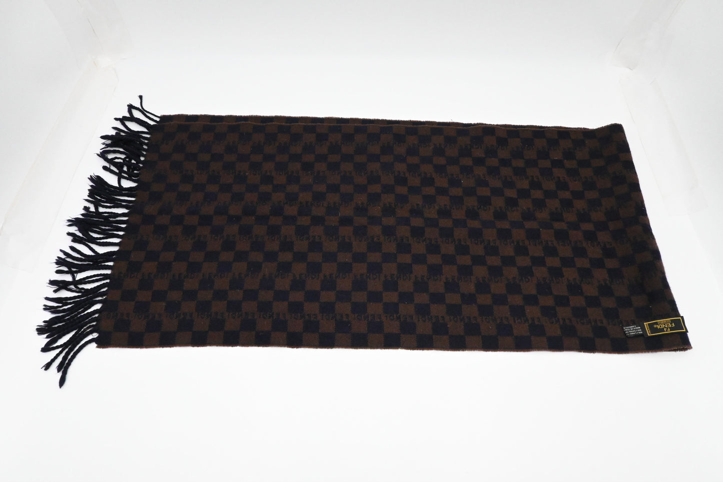 Fendi Scarf in Brown and Navy Wool