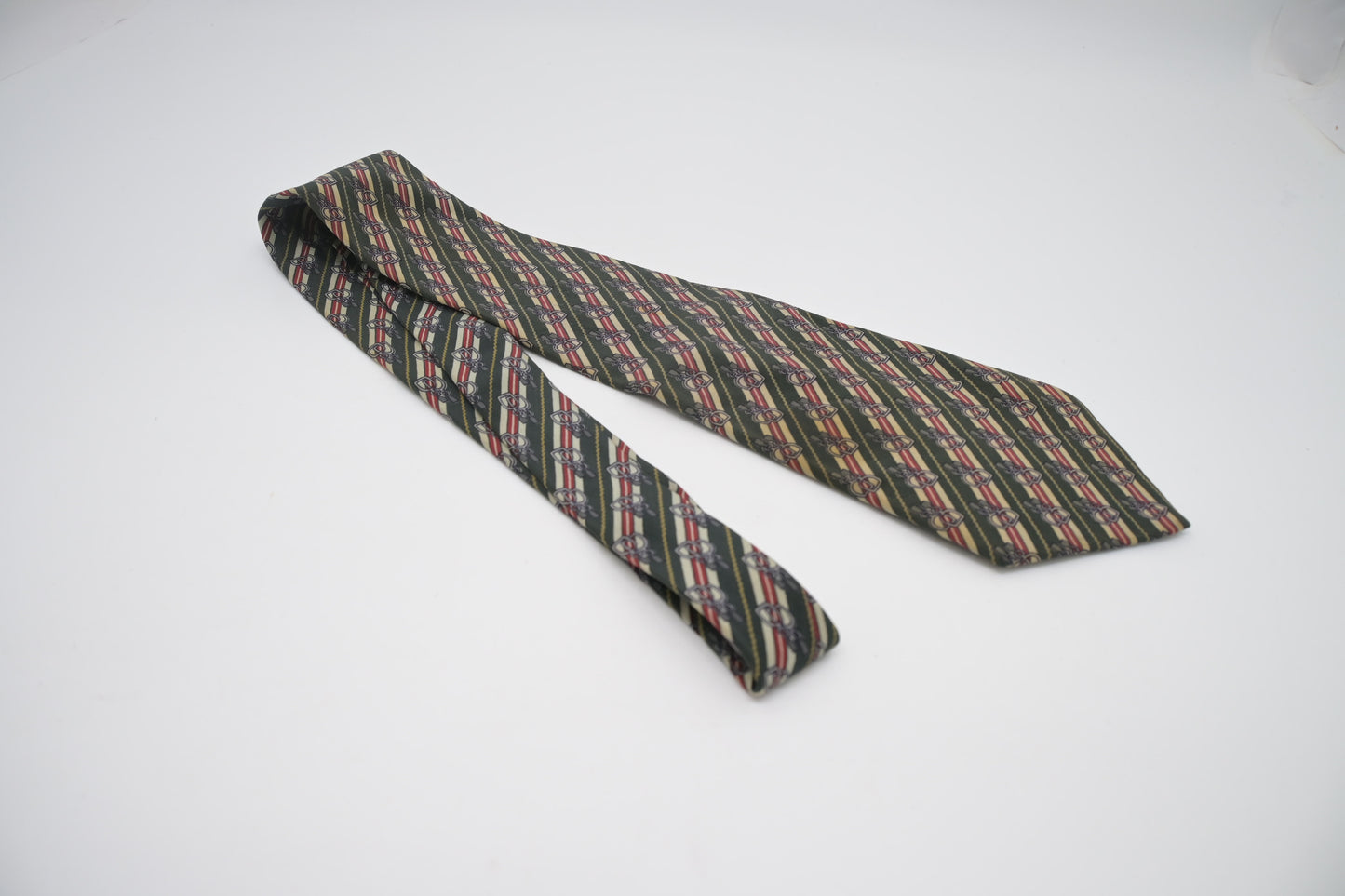 Gucci Horsebit Tie in Red & Green Silk