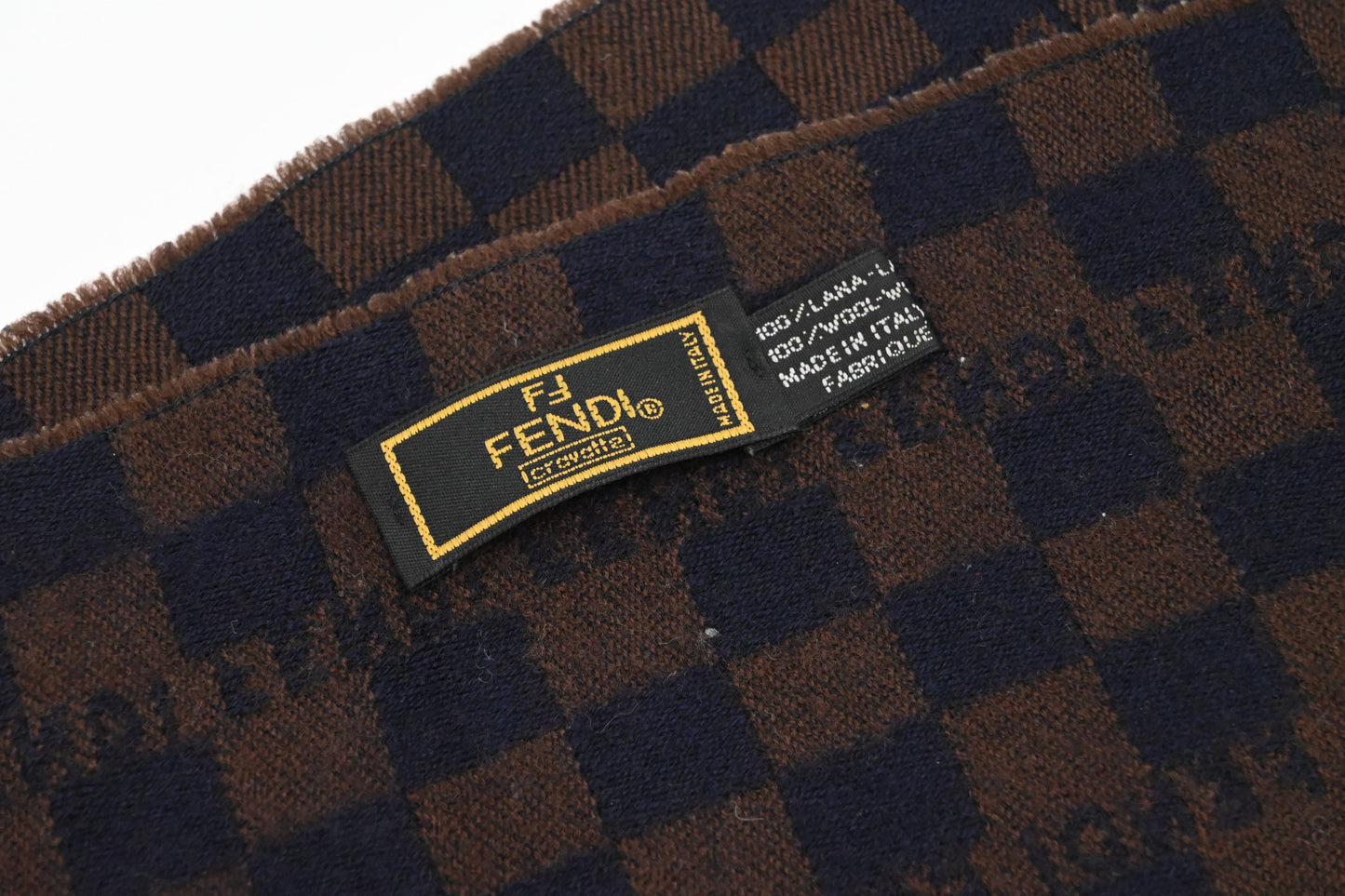 Fendi Scarf in Brown and Navy Wool