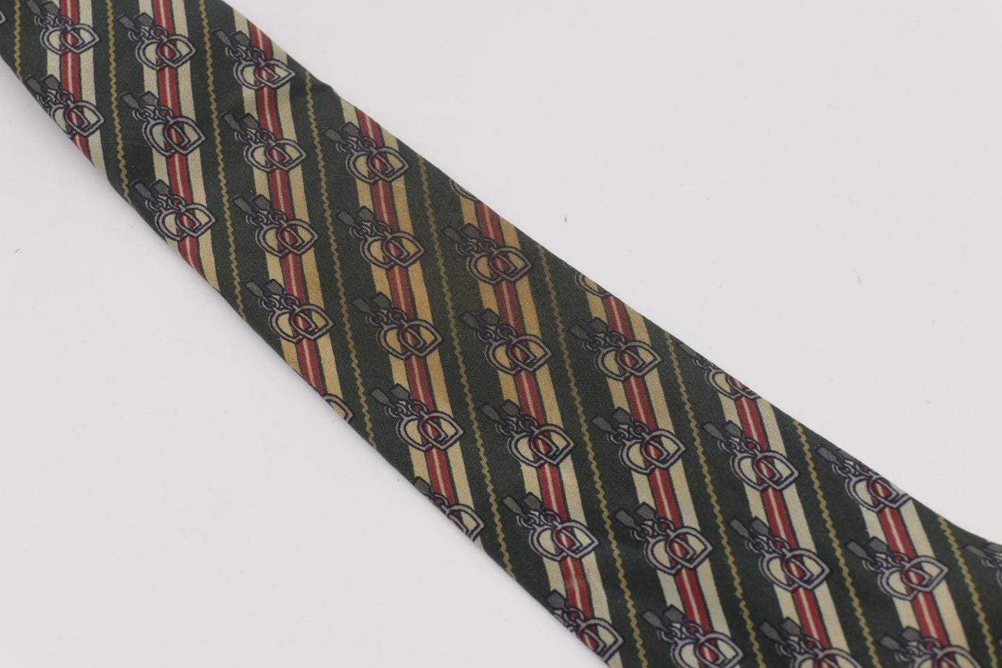 Gucci Horsebit Tie in Red & Green Silk