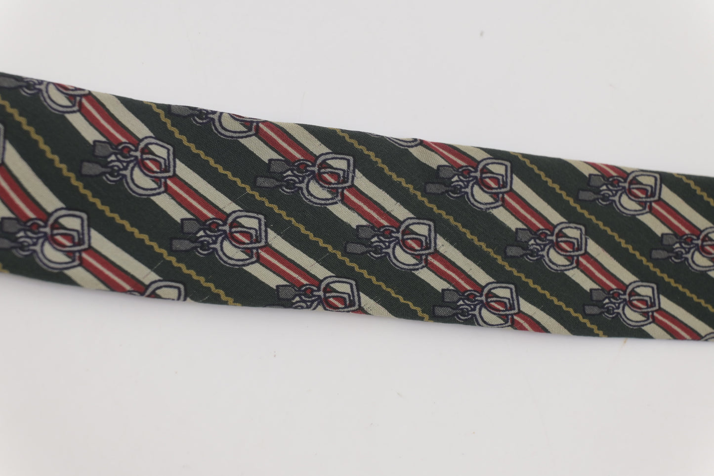 Gucci Horsebit Tie in Red & Green Silk