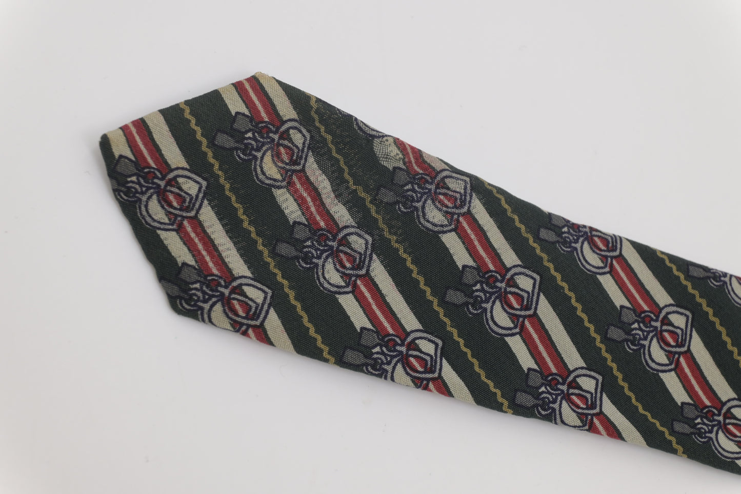 Gucci Horsebit Tie in Red & Green Silk