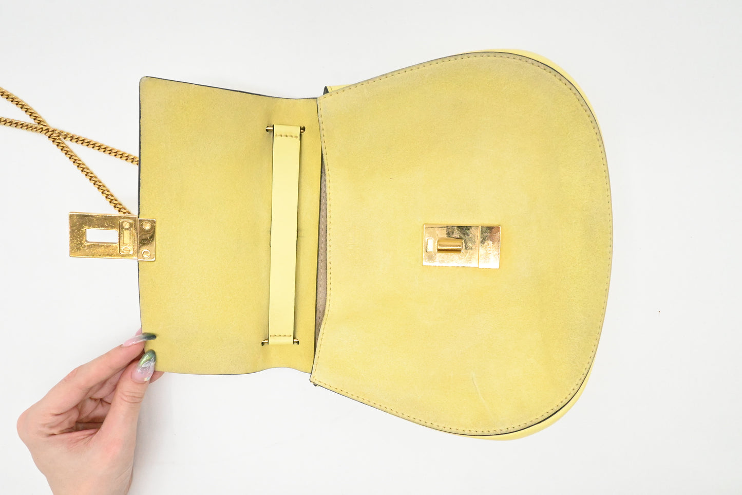 Chloe Drew Crossbody in Yellow Leather and Suede