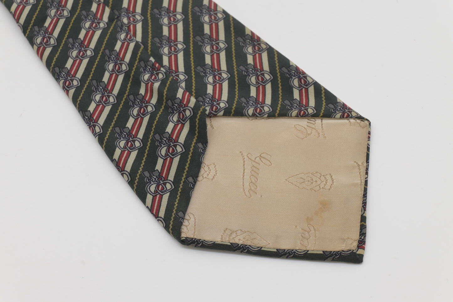 Gucci Horsebit Tie in Red & Green Silk