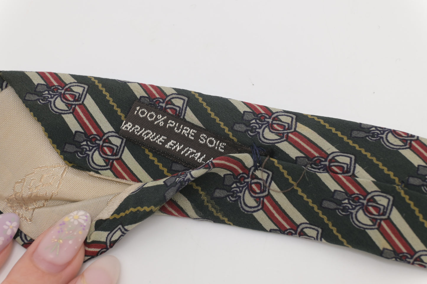 Gucci Horsebit Tie in Red & Green Silk
