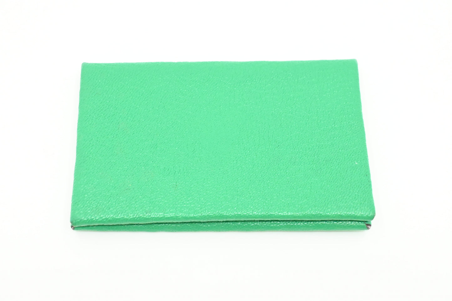 Hermes Calvi Verso Card Holder in Green Leather