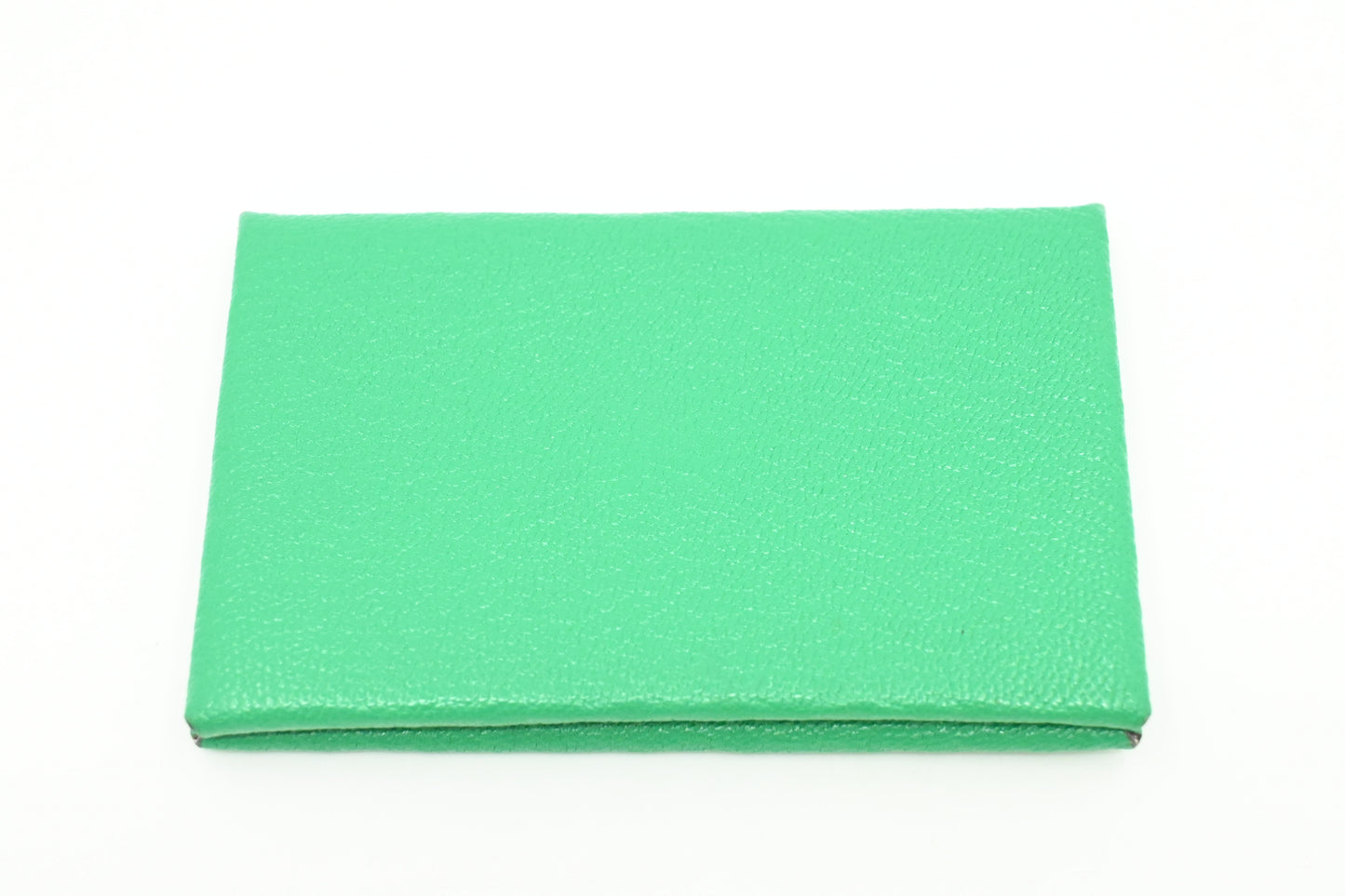 Hermes Calvi Verso Card Holder in Green Leather