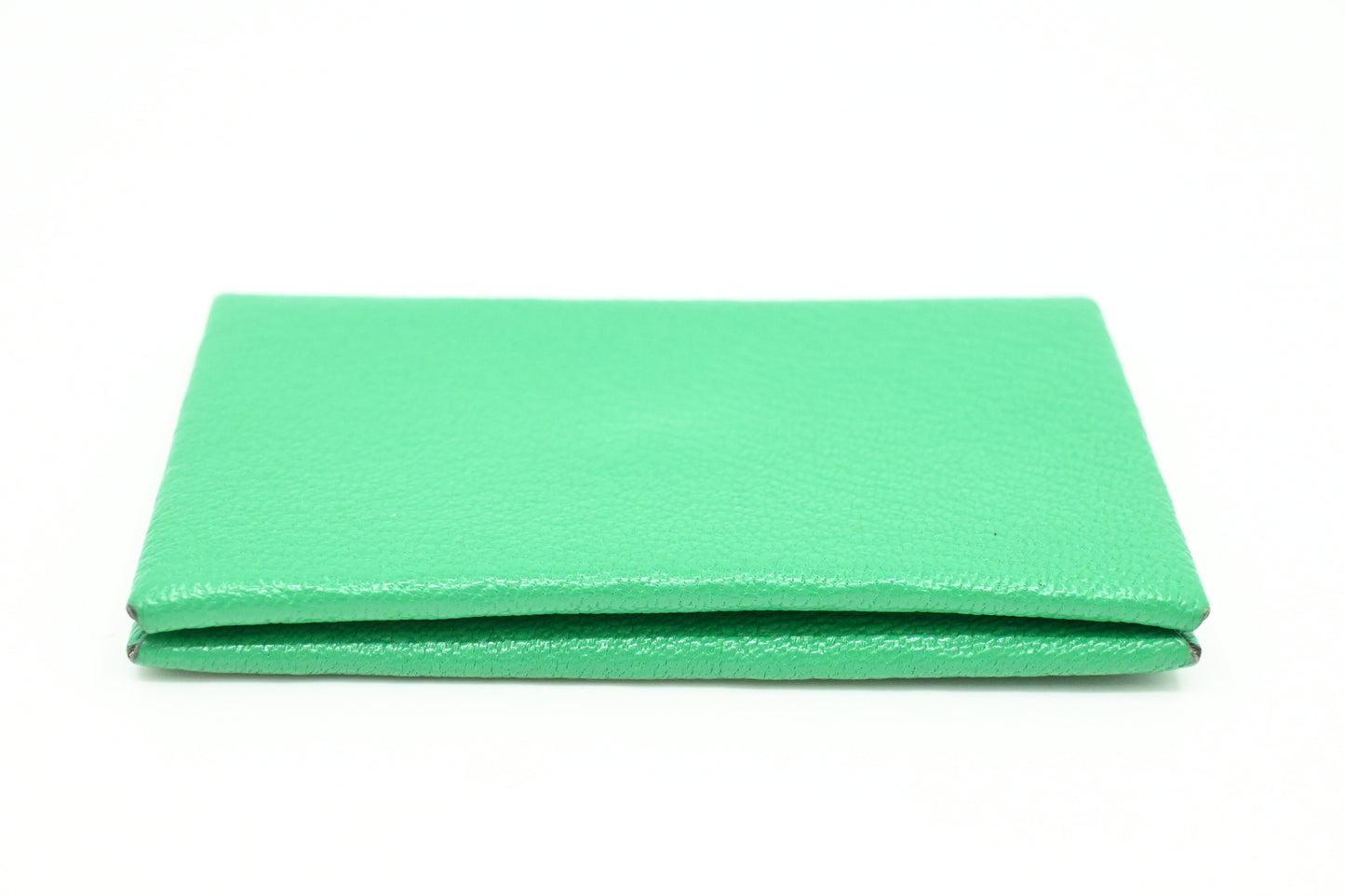 Hermes Calvi Verso Card Holder in Green Leather