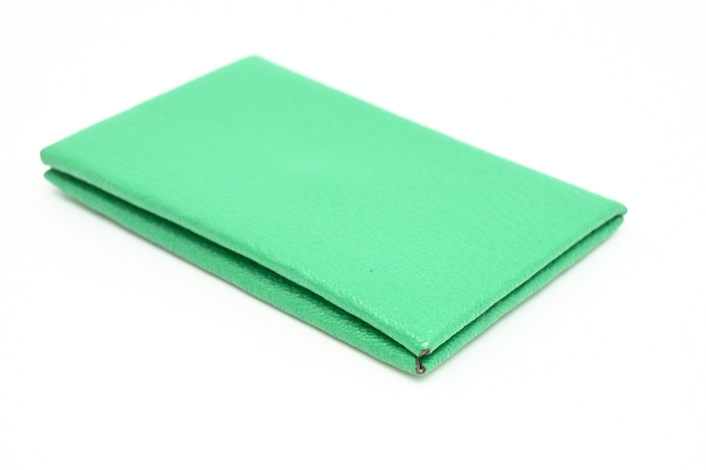 Hermes Calvi Verso Card Holder in Green Leather