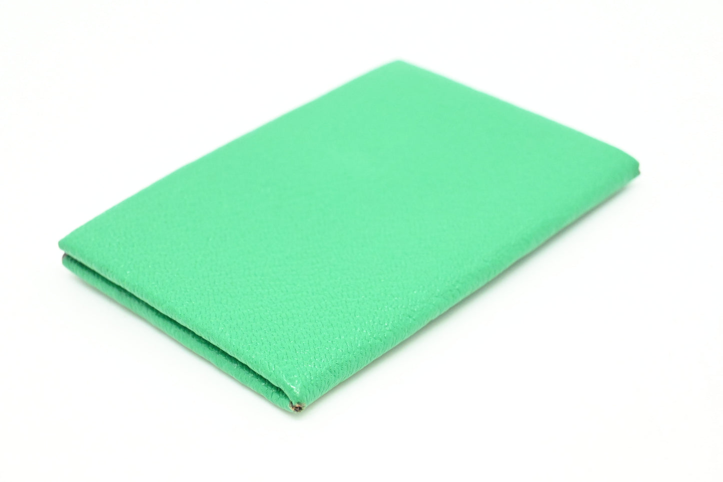 Hermes Calvi Verso Card Holder in Green Leather