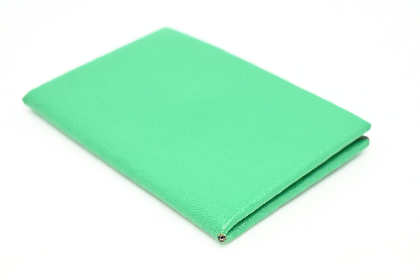 Hermes Calvi Verso Card Holder in Green Leather