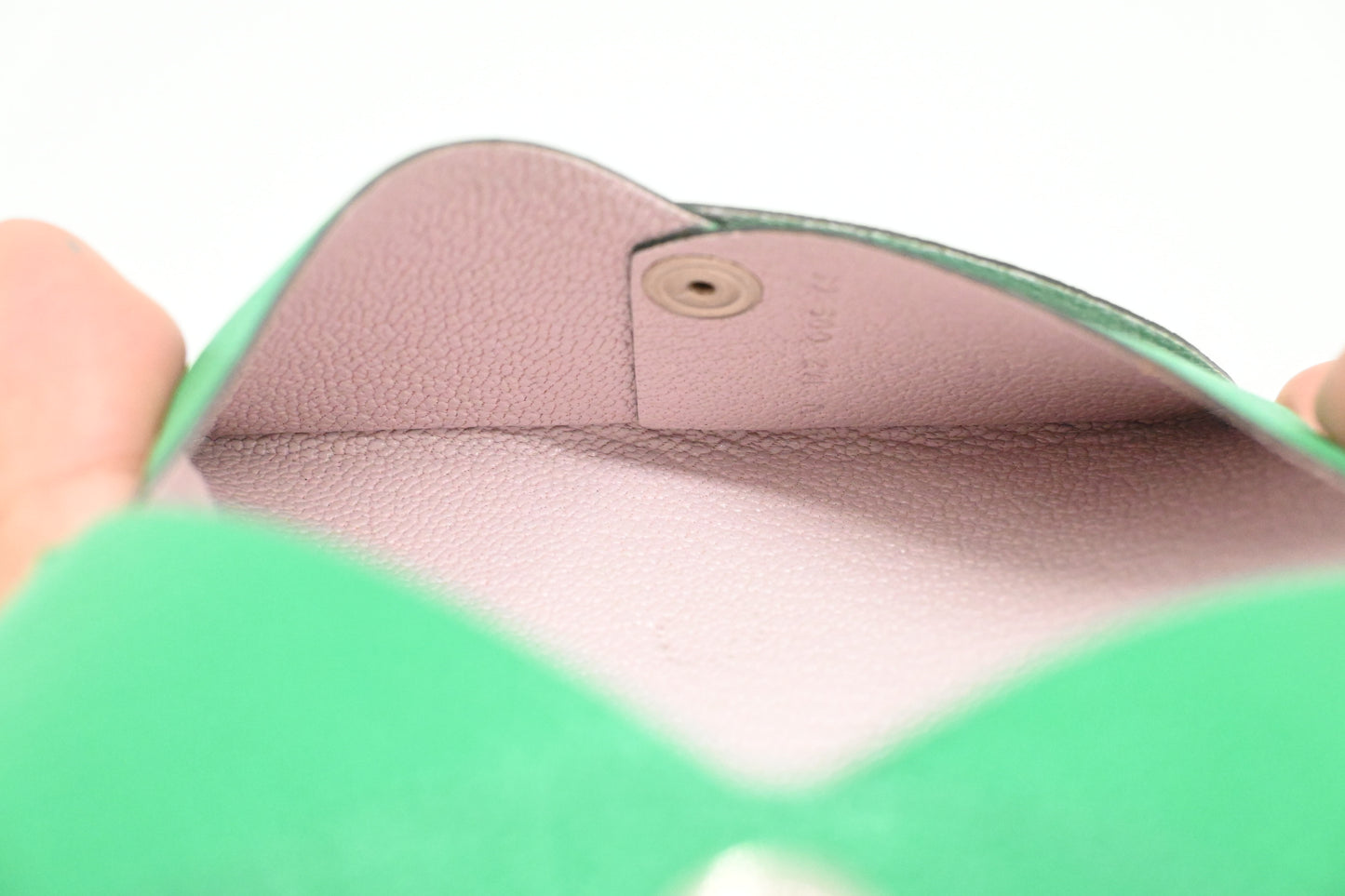 Hermes Calvi Verso Card Holder in Green Leather