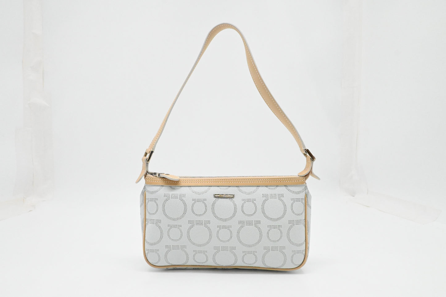 Ferragamo Shoulder Bag in Light Blue Canvas