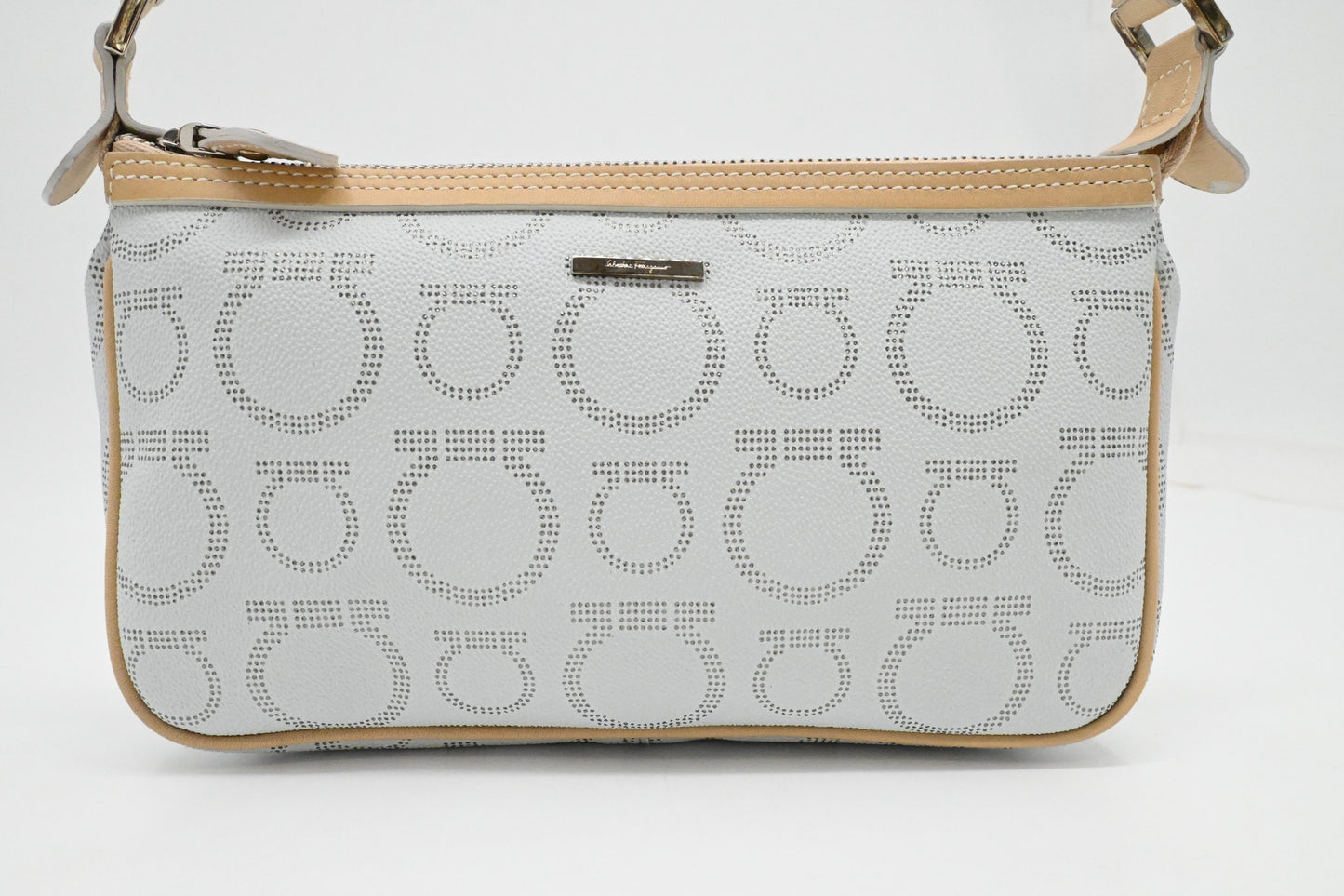 Ferragamo Shoulder Bag in Light Blue Canvas