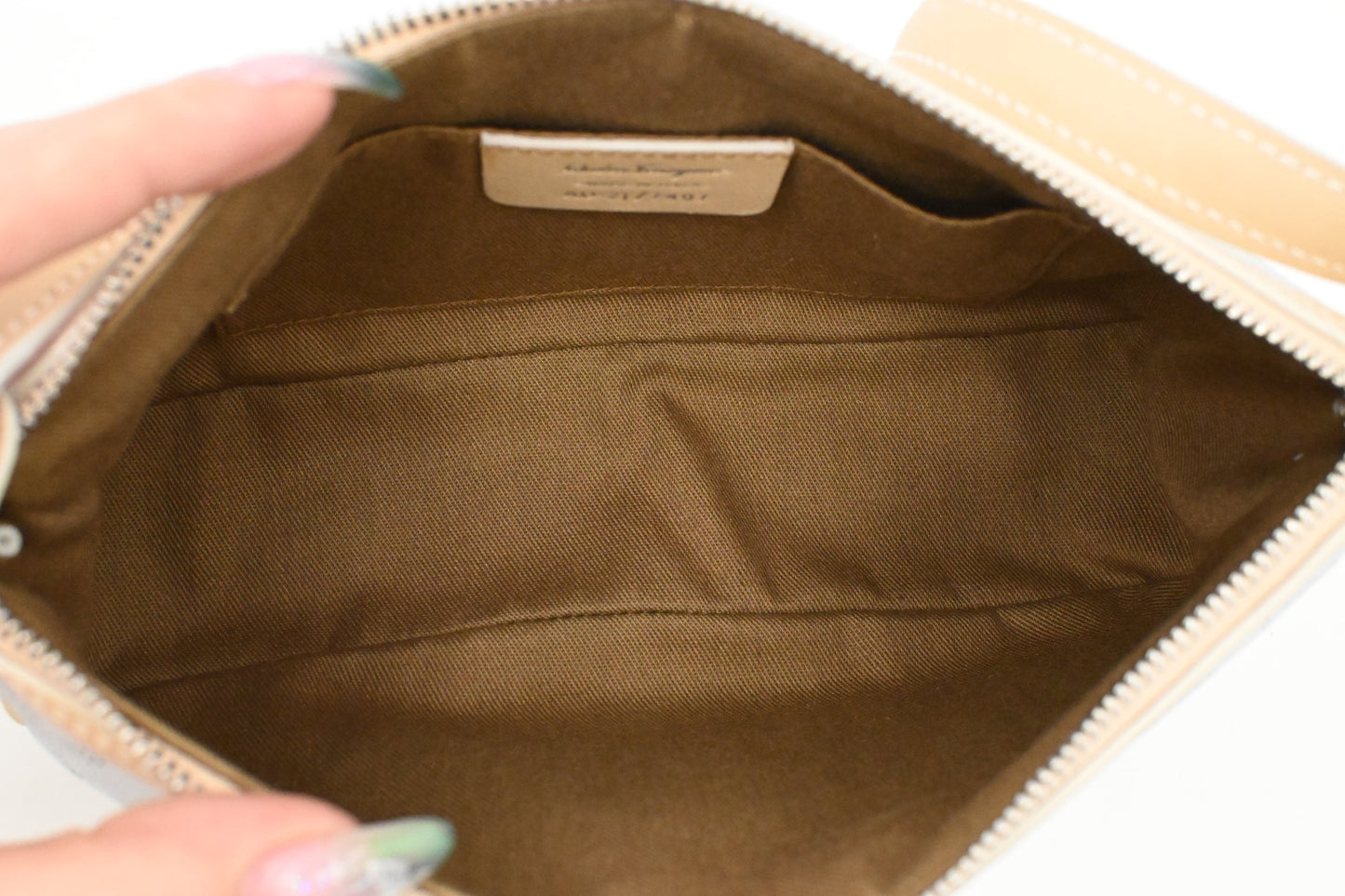 Ferragamo Shoulder Bag in Light Blue Canvas