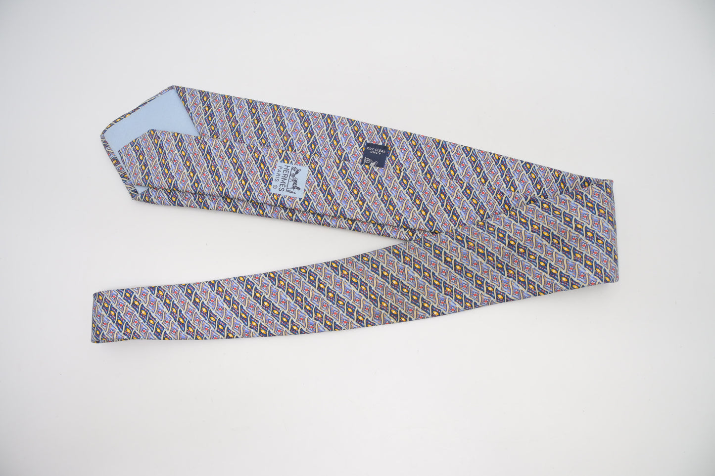Hermes Tie in Blue Multicolor Silk
