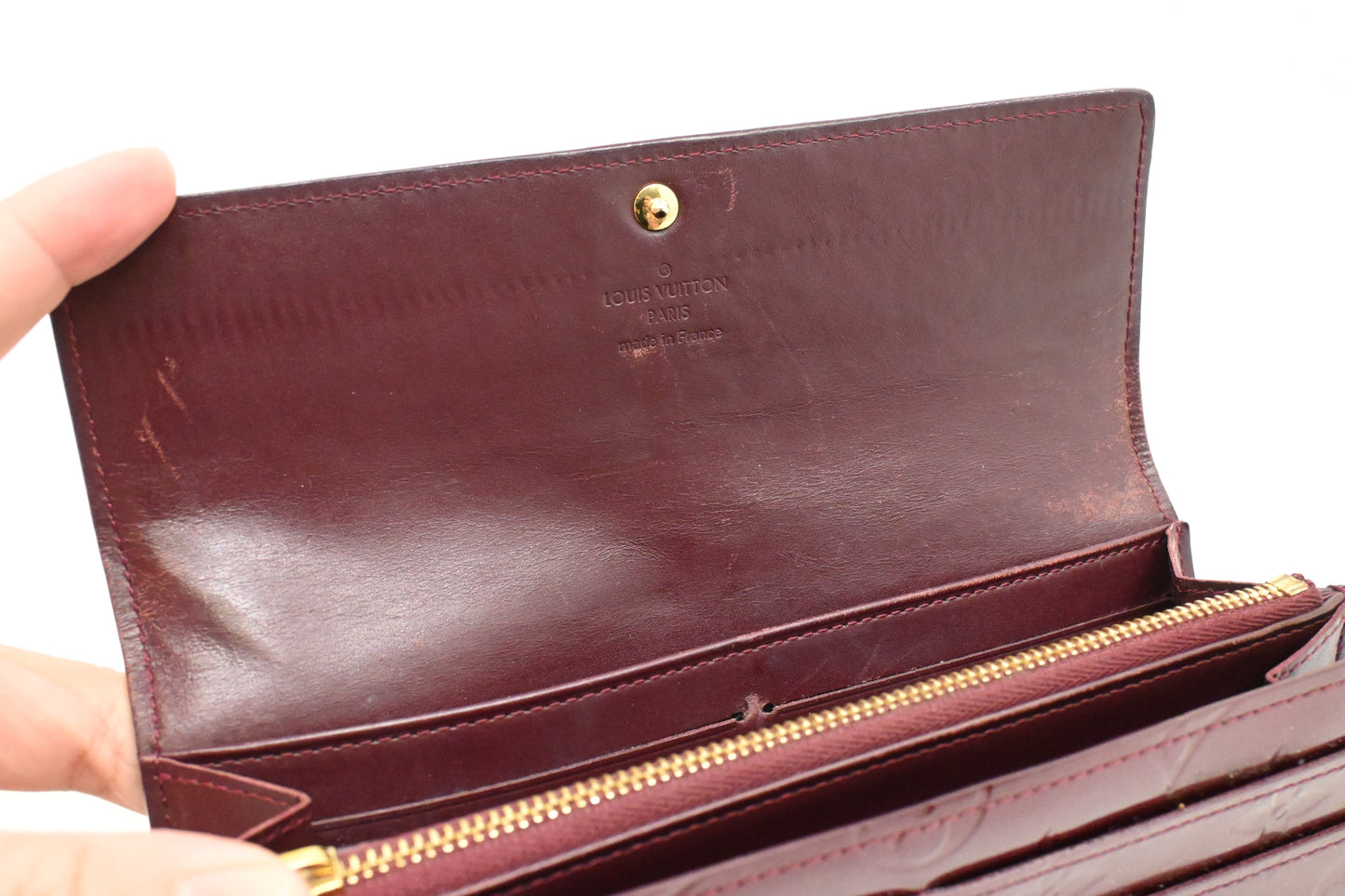 Louis Vuitton Sarah Wallet in Rouge Fauviste Vernis Leather