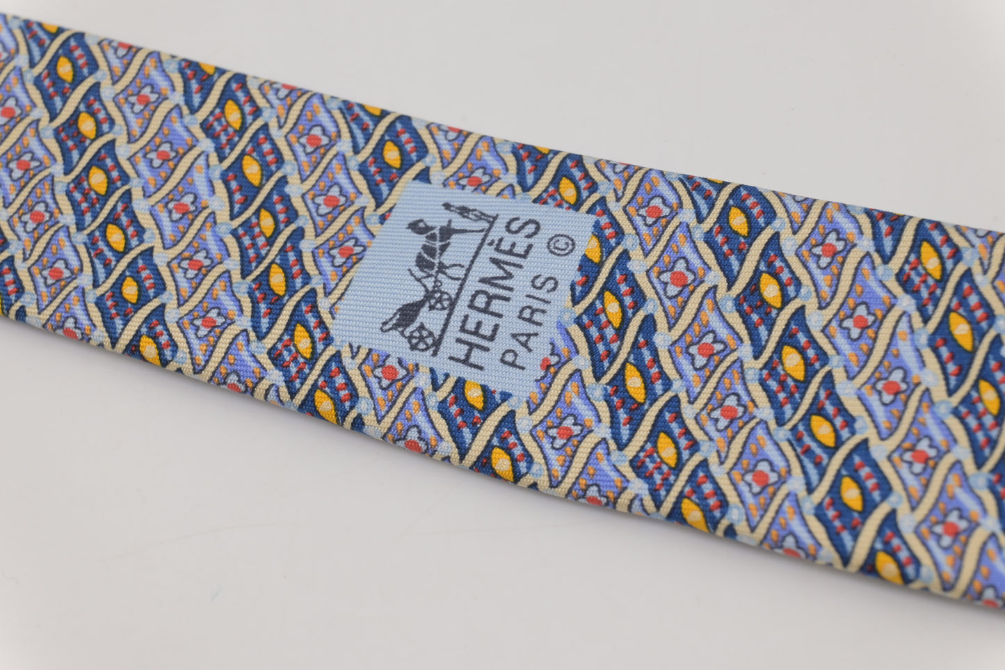 Hermes Tie in Blue Multicolor Silk