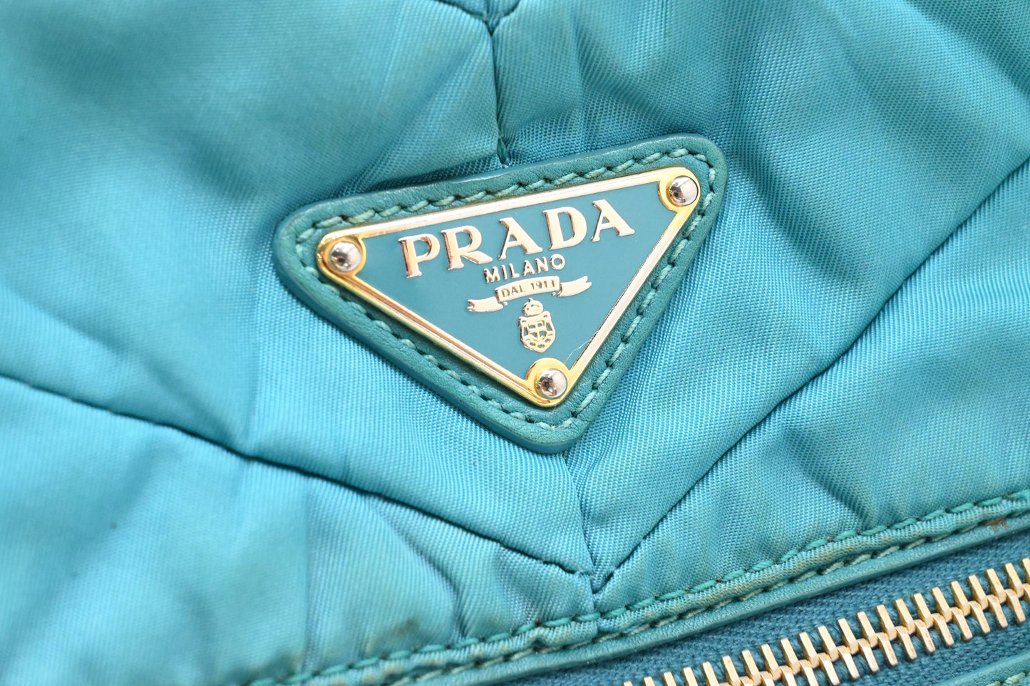 Prada Shoulder Bag in Teal Nylon