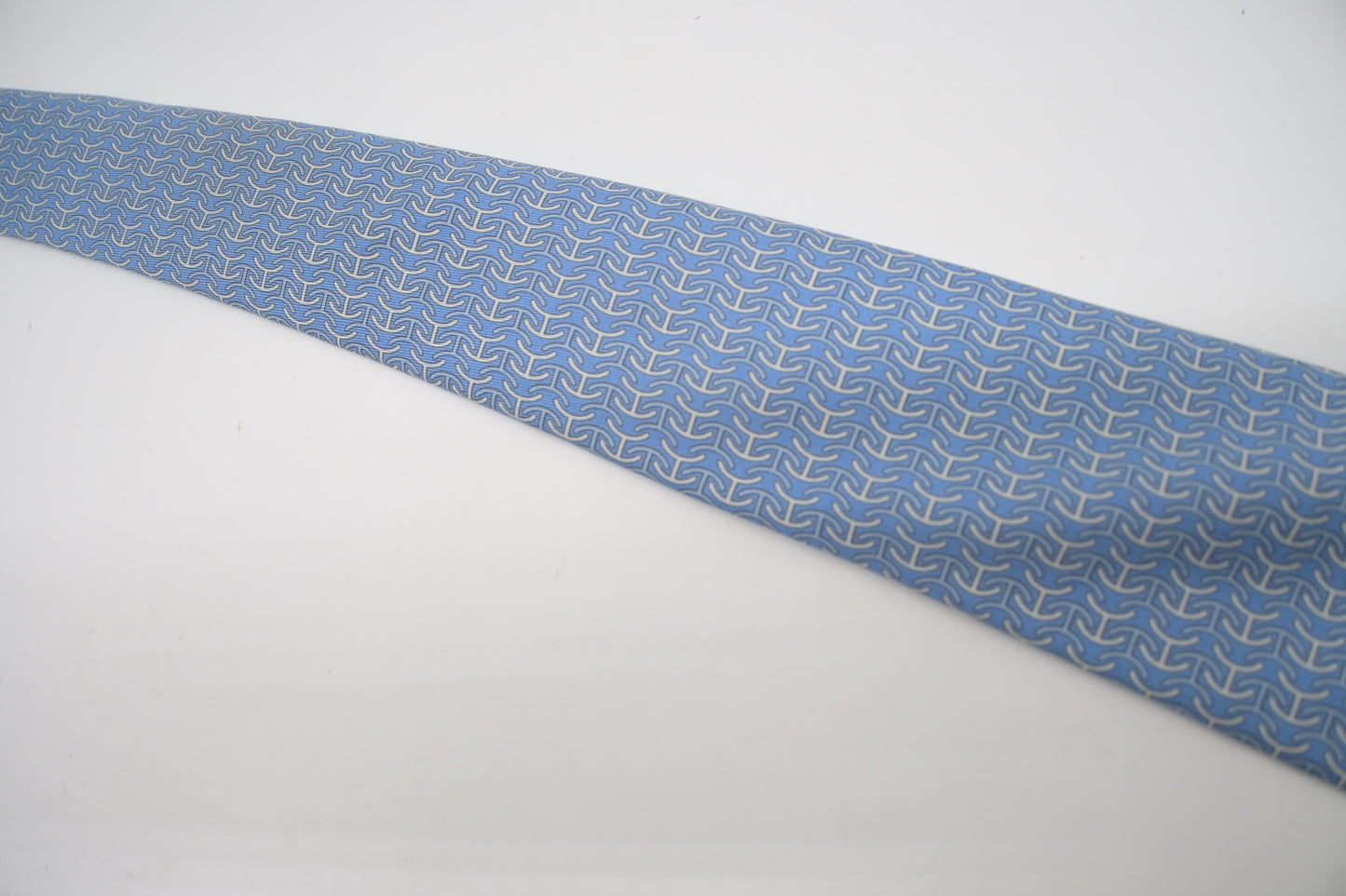 Hermes Tie in Light Blue Silk