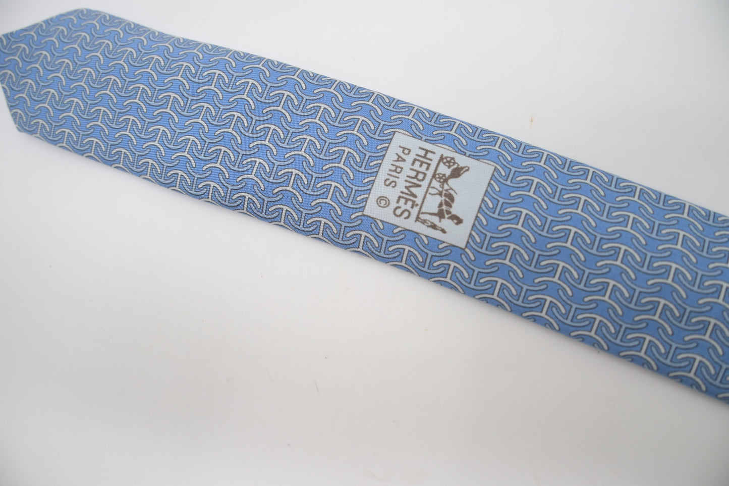 Hermes Tie in Light Blue Silk