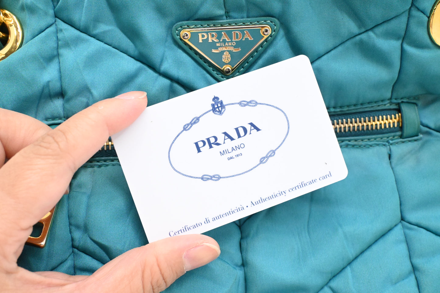 Prada Shoulder Bag in Teal Nylon