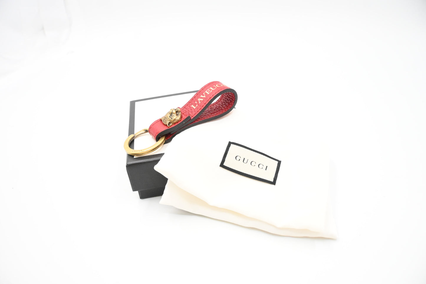 Gucci Tiger "L'aveugle par amour" Key Holder in Red Leather