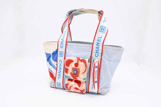 Chanel Small Surf Line Tote in Light Blue Canvas