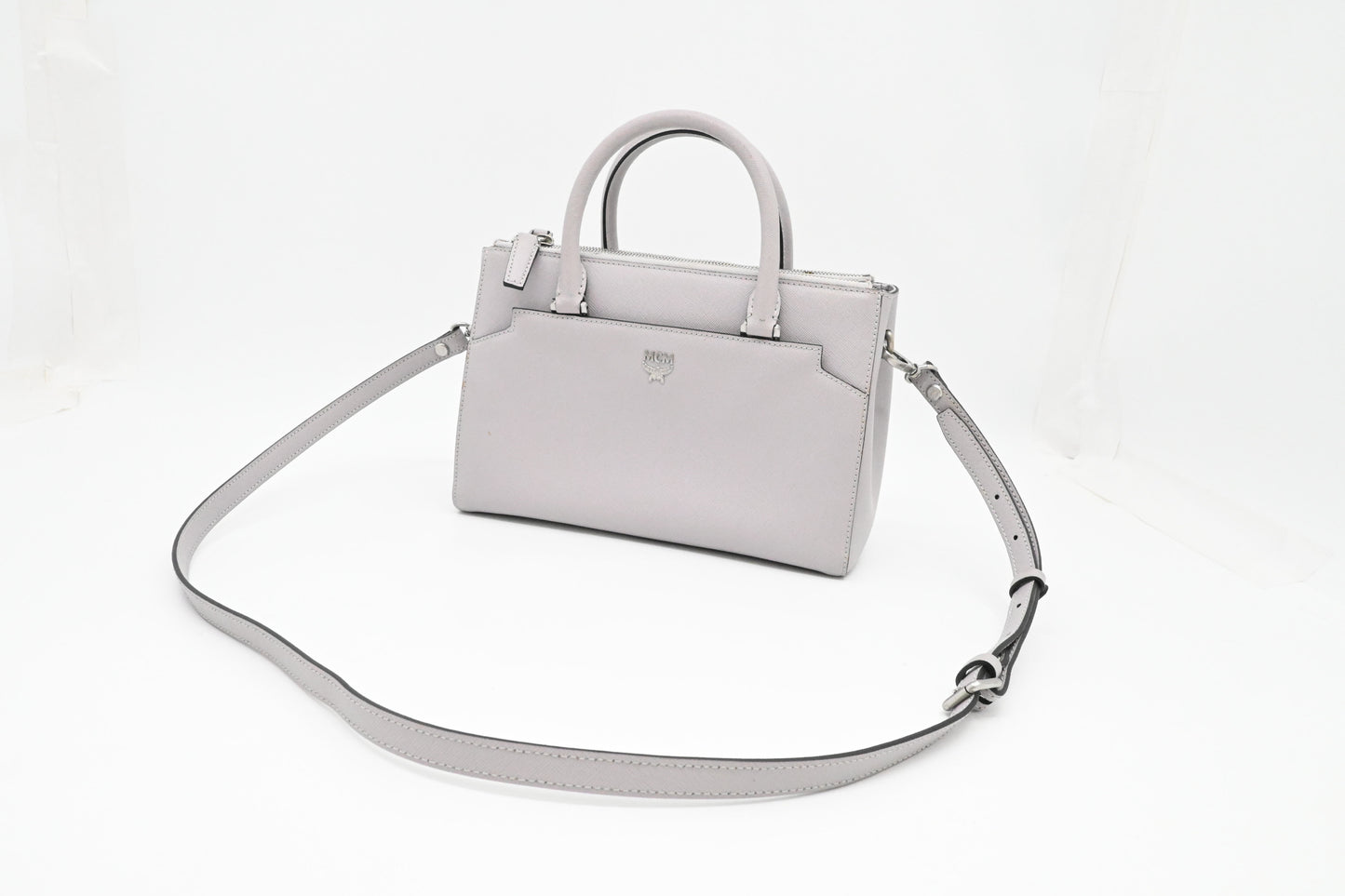 MCM 2 way Bag in Grey Leather