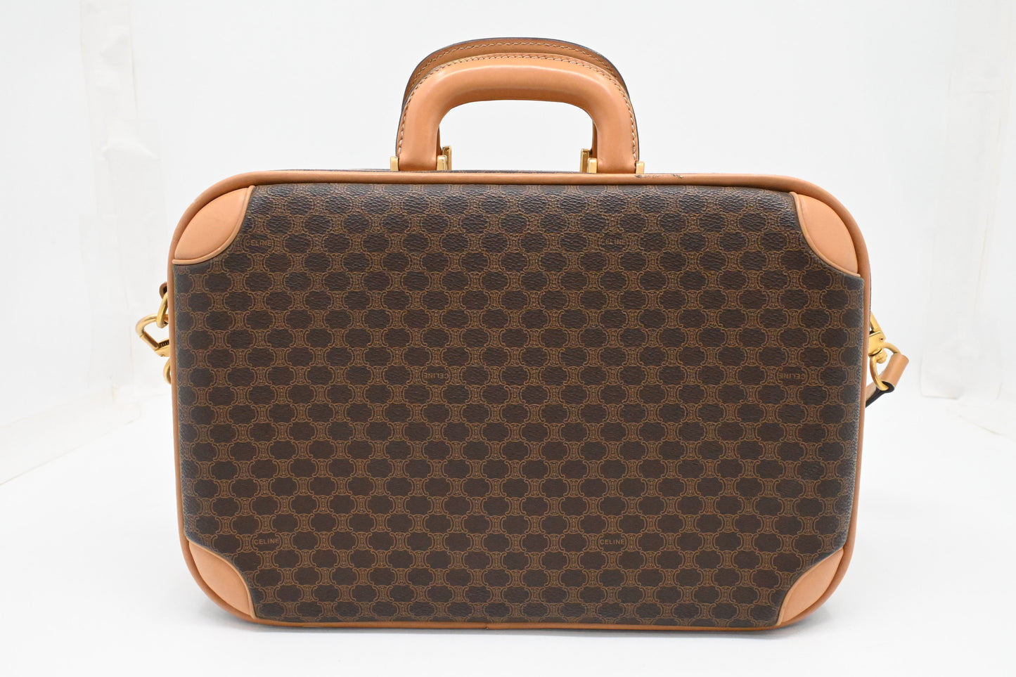 Celine Mini Trunk Bag in Brown Macadam Canvas