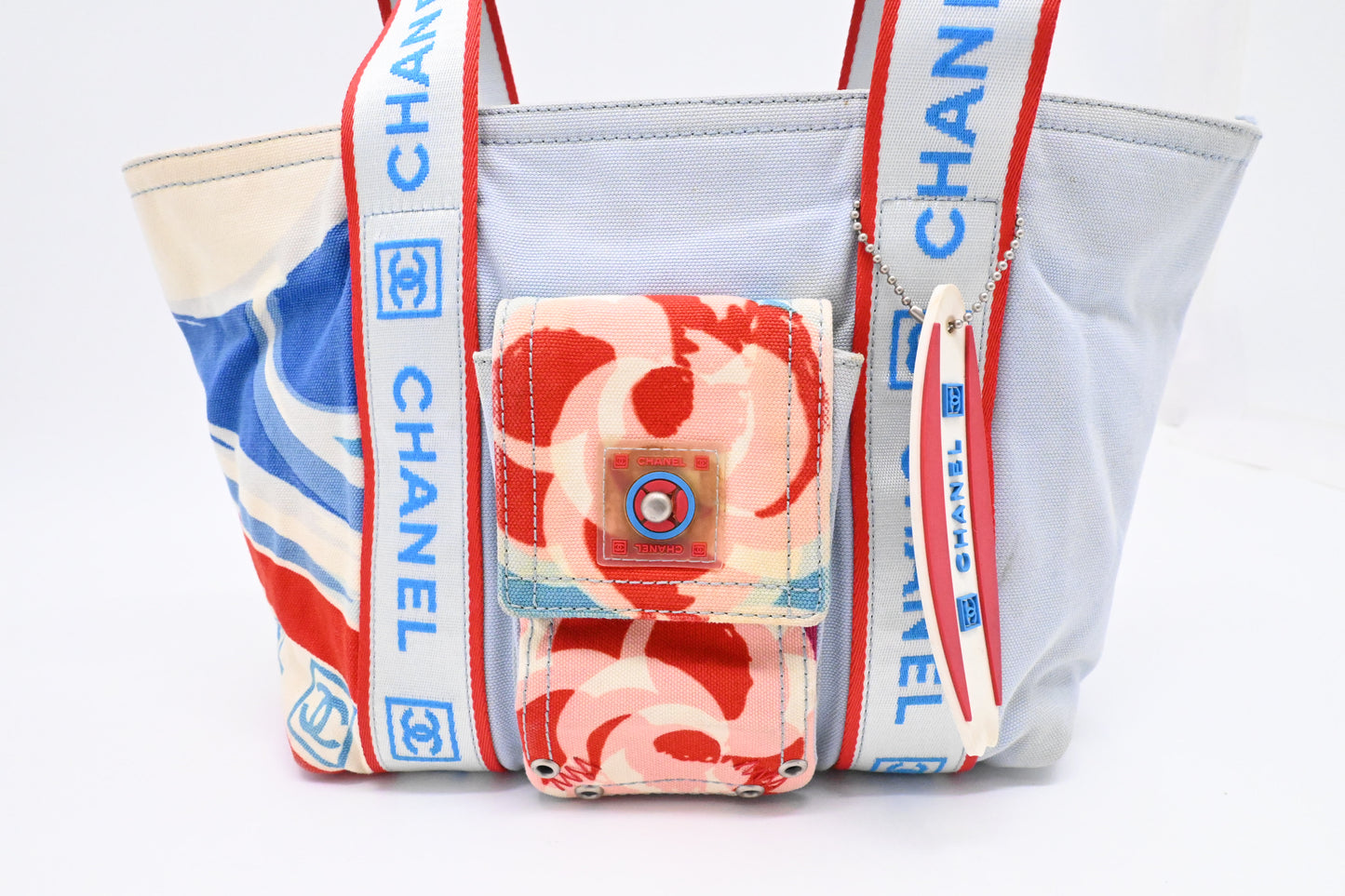 Chanel Small Surf Line Tote in Light Blue Canvas