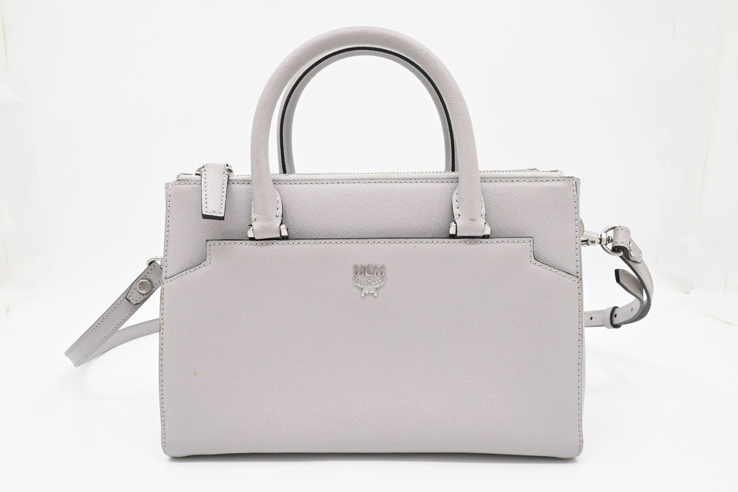 MCM 2 way Bag in Grey Leather